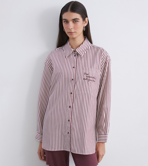 Striped Oversized Poplin Shirt Tunic