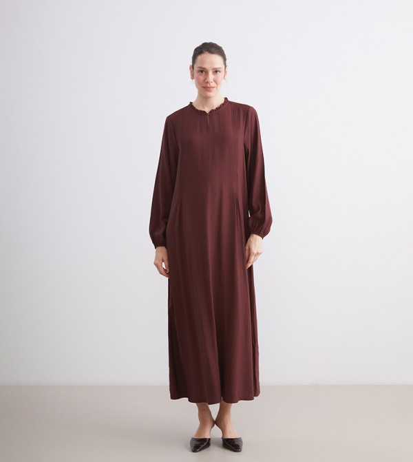 Textured Long Sleeves Midi Dress