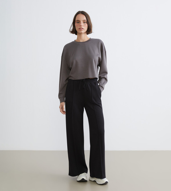 بنطلون رياضة نسائية سادة بخصر مرن