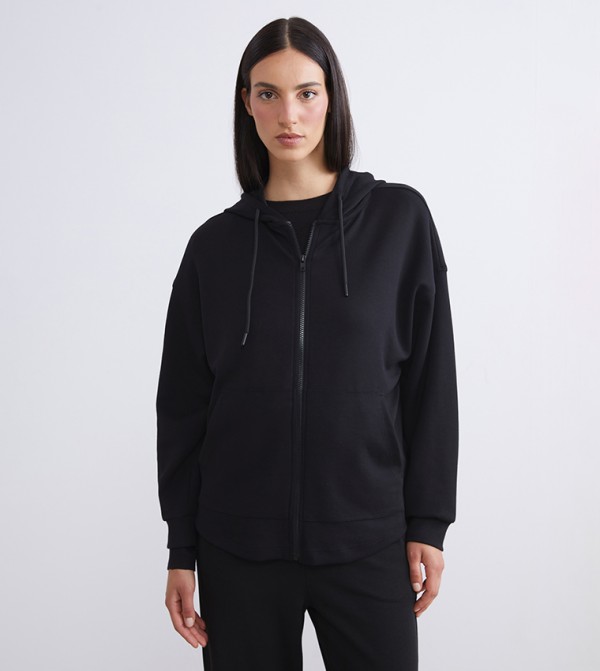 Solid Hooded Oversized Zipper Jacket