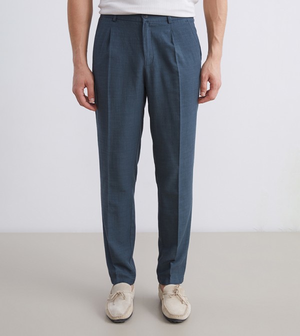 Solid Mid Rise Slim Fit Trousers