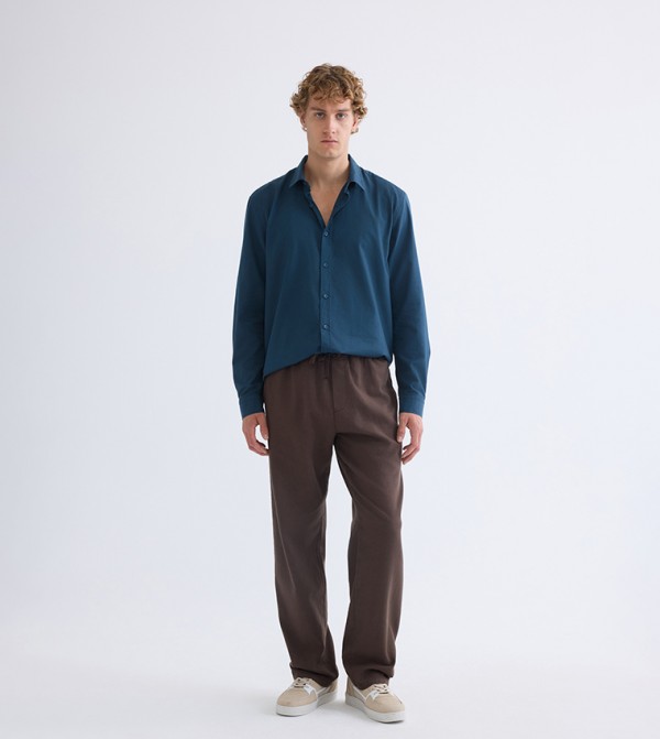 Drawstring Waist Relaxed Fit Trousers