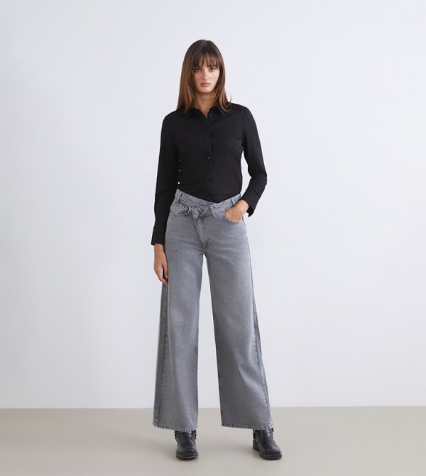 Solid Long Sleeves Woven Shirt