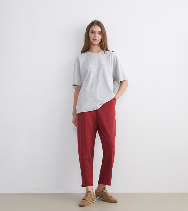 Solid Elastic Waist Sweatpants