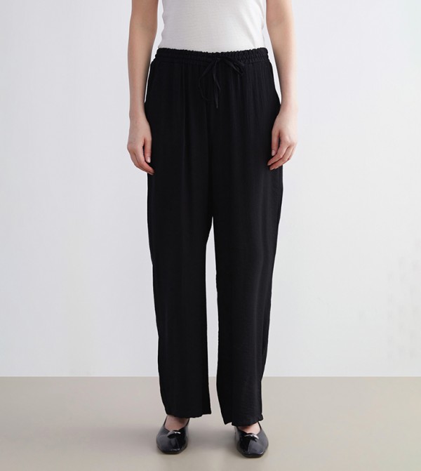 Drawstring Waist Wide Leg Trousers