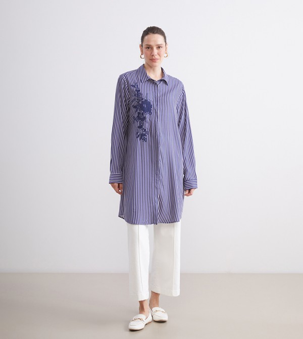 Striped Long Sleeves Tunic Shirt