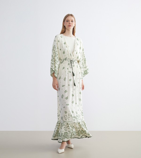 Printed Long Sleeves Maxi Dress