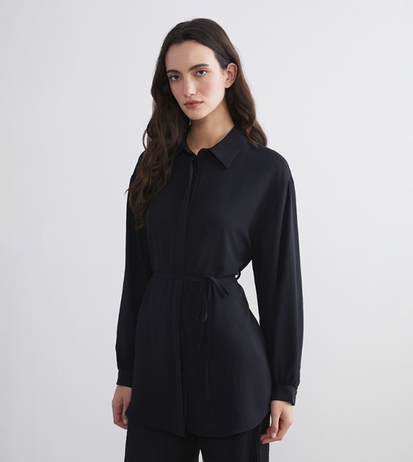 Textured Oversized Shirt Tunic