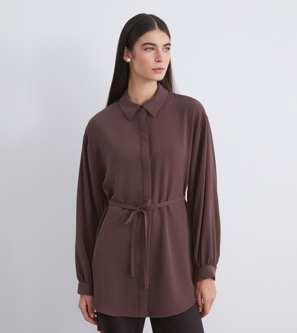 Textured Oversized Shirt Tunic