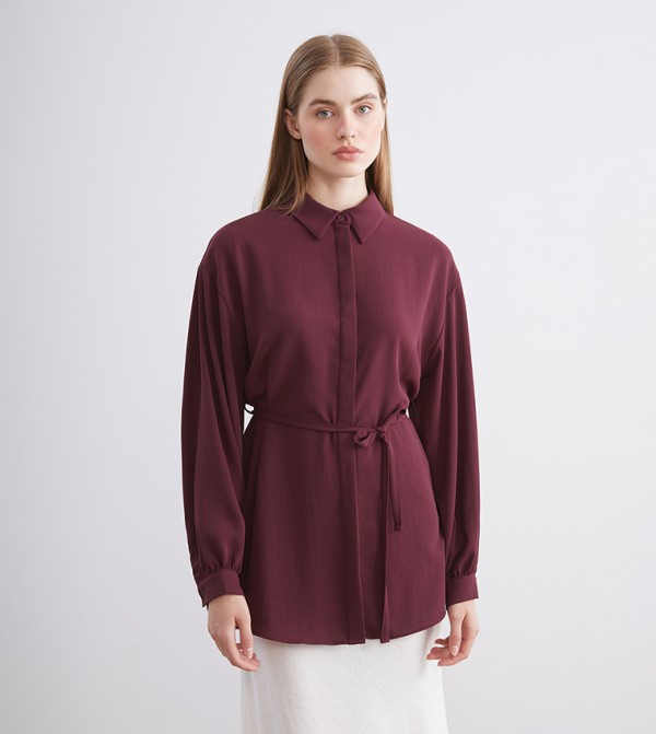Textured Oversized Shirt Tunic