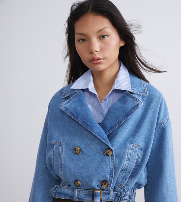 Double Breasted Oversized Denim Jacket