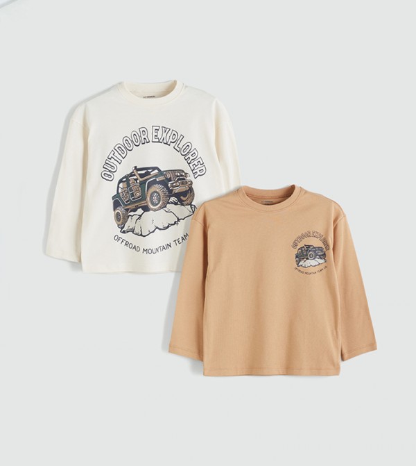 2-Pack Graphic Printed Crew Neck T-Shirts