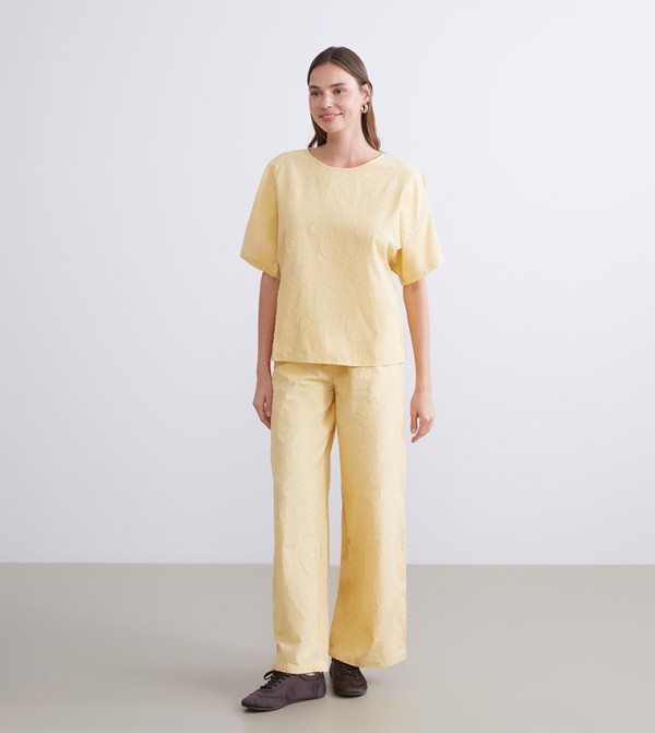 Jacquard Elastic Waist Pants