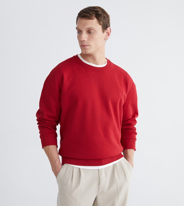 Solid Crew Neck Thick Sweatshirt