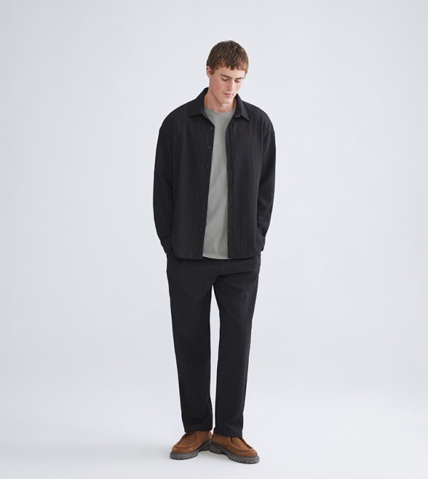 Textured Drawstring Waist Pants