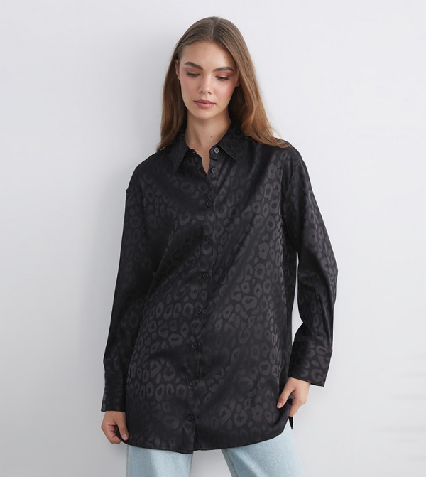 Leopard Print Long Sleeves Shirt Tunic