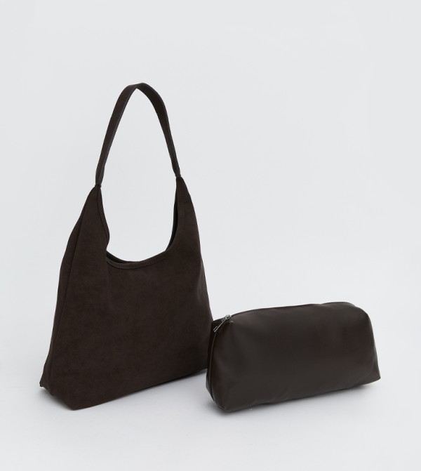 Solid Snap Closure Shoulder Bag Set