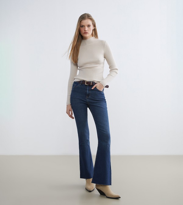 Mars Solid High Rise Flare Jeans
