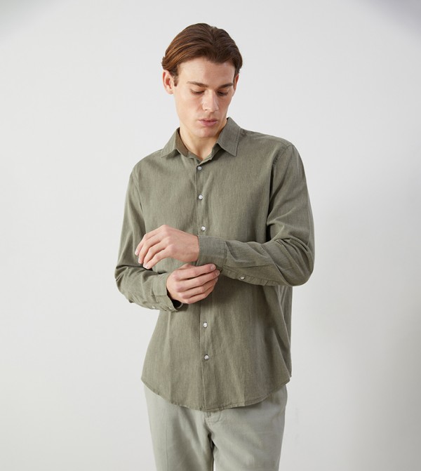Textured Long Sleeves Regular Fit Shirt