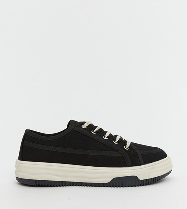 Solid Lace-Up Sneakers