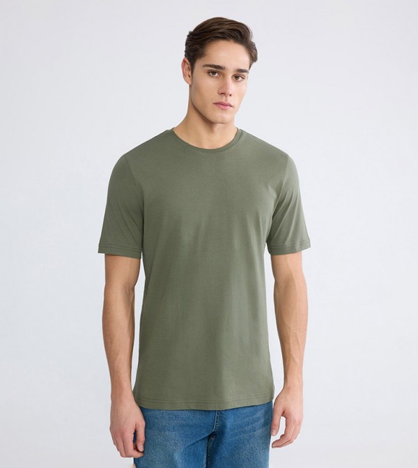 Solid Crew Neck Short Sleeves T-Shirt