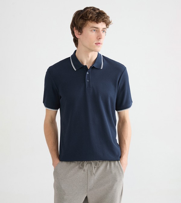 Textured Short Sleeves Polo T-Shirt