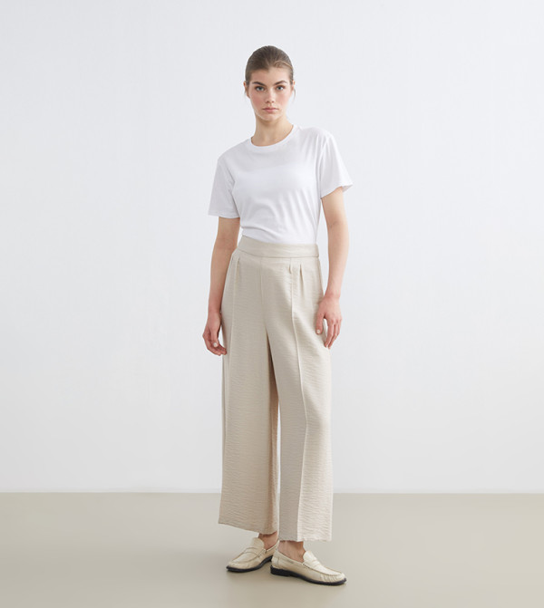 بنطلون نسائي بقصة مستقيمة بخصر مرن