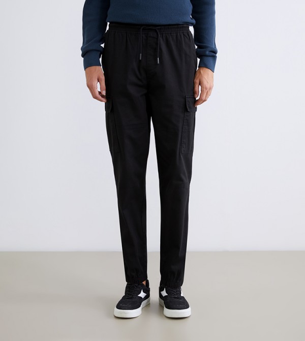 Mid Rise Slim Fit Twill Cargo Trousers