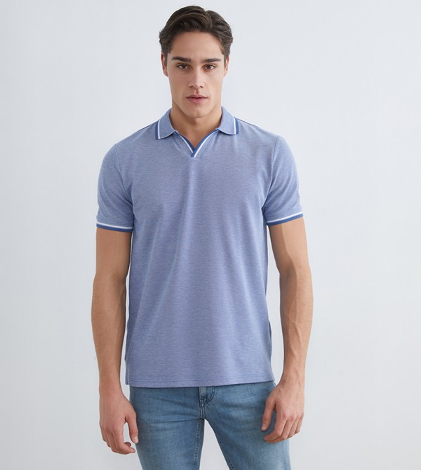 Textured Short Sleeves Polo T-Shirt