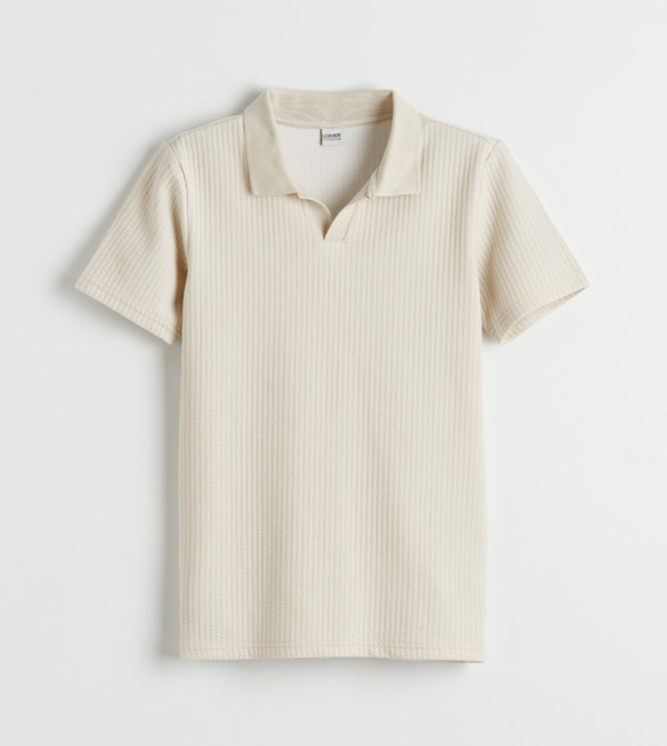 Textured Short Sleeves Polo T-Shirt