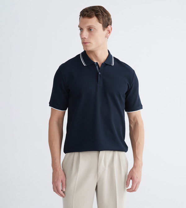 Textured Short Sleeves Polo T-Shirt