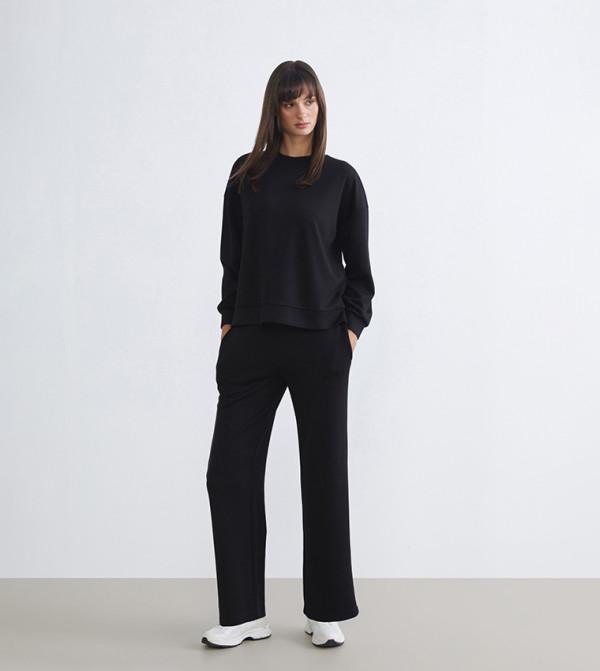 Elastic Waist Straight Fit Pants