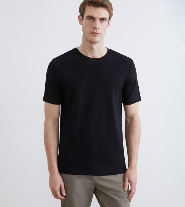 تيشيرت رجالي كاجوال سادة كم قصير