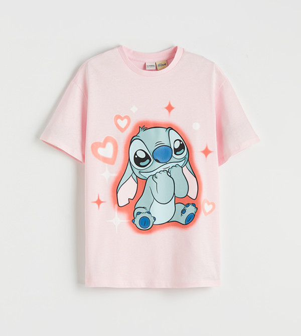 تيشيرت أطفال كم قصير بطبعة ستيتش