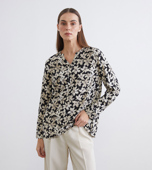 Floral Printed Notch Neck Top