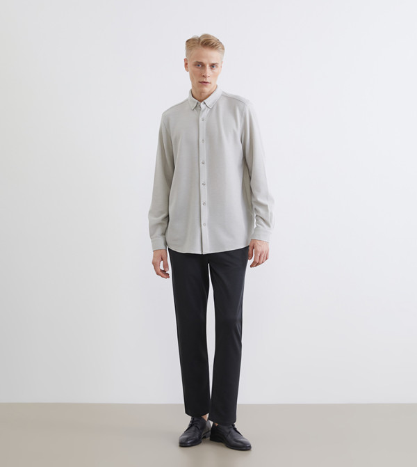 Textured Long Sleeves Slim Fit Shirt