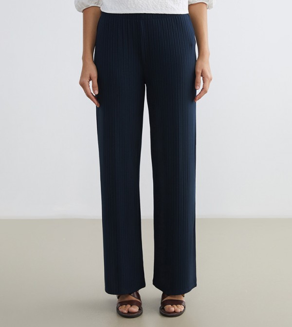 Textured Wide Leg Trousers