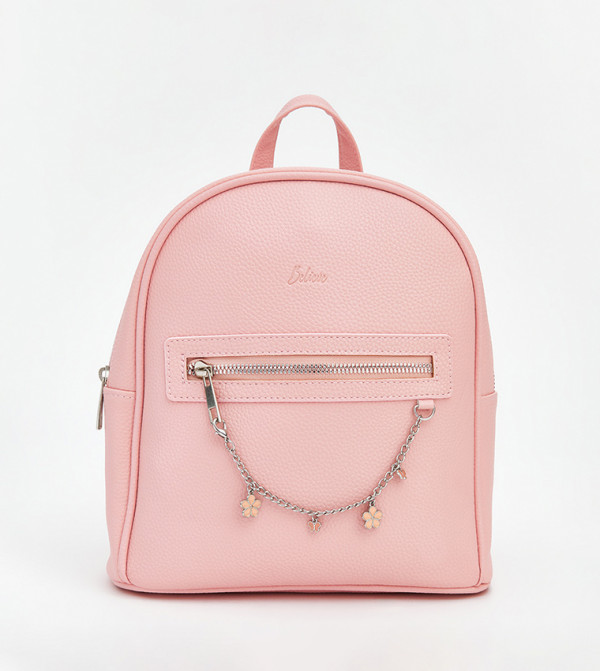 Charm Detail Zippered Backpack