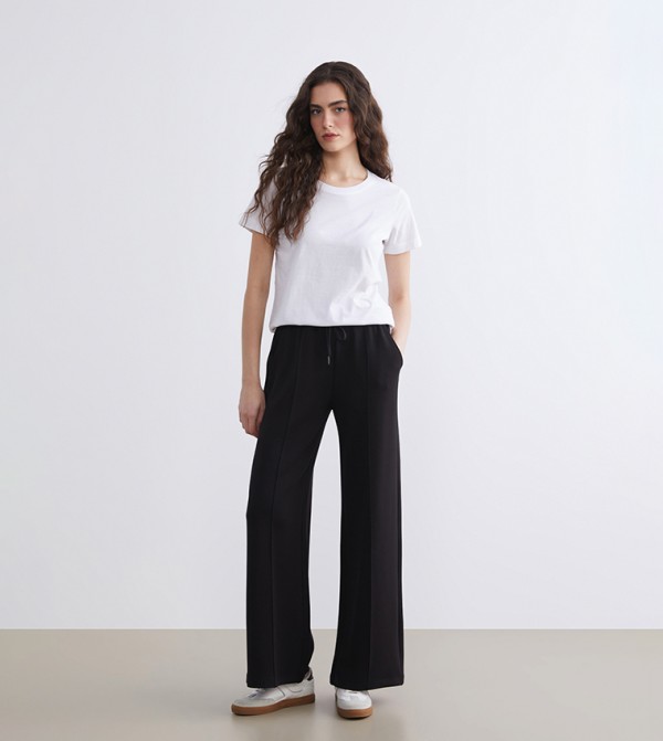 Solid Drawstring Waist Trousers