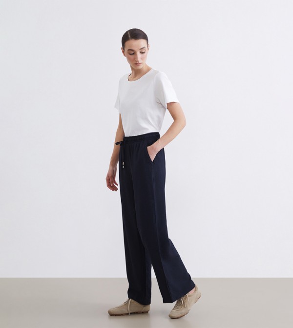 Textured Wide Leg Trousers