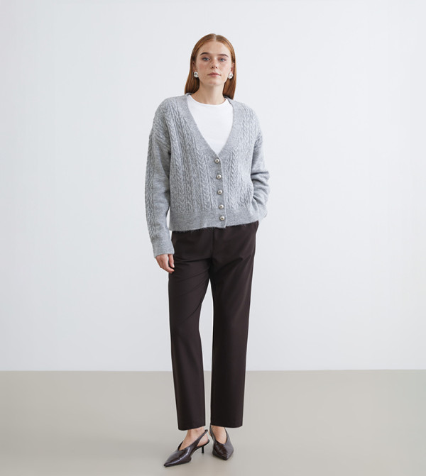 Solid Drawstring Waist Straight Fit Trousers