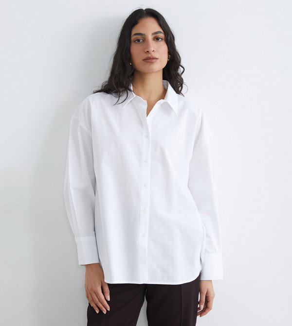 قميص سادة كم طويل 