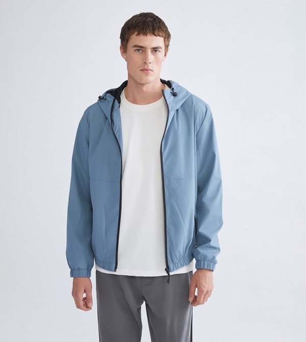 Buy LC Waikiki Solid Regular Fit Hooded Raincoat In Blue