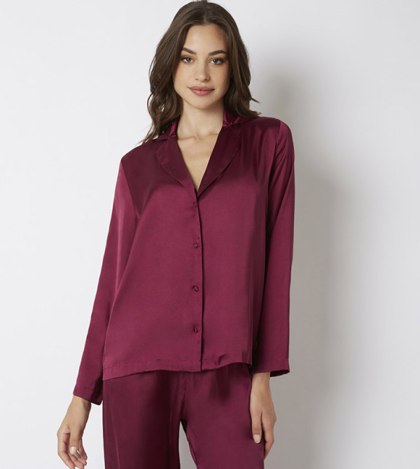 Buy Yamamay Solid Pyjama Top In Maroon | 6thStreet Kuwait