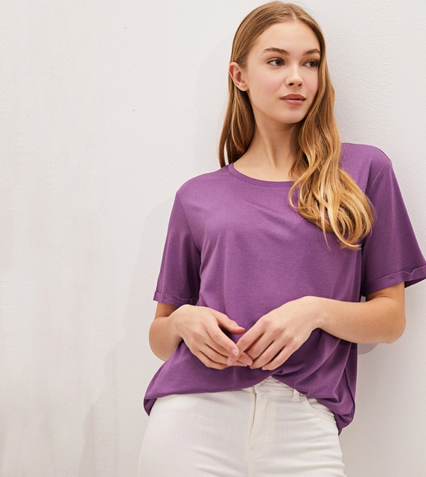 Crew Neck Straight Short Sleeve T-Shirt