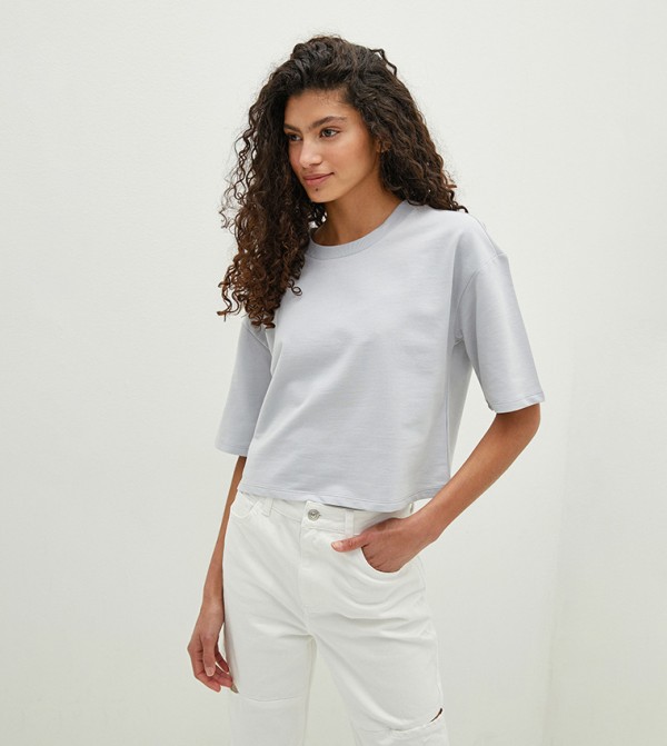 Crew Neck Straight Short Sleeve T-Shirt