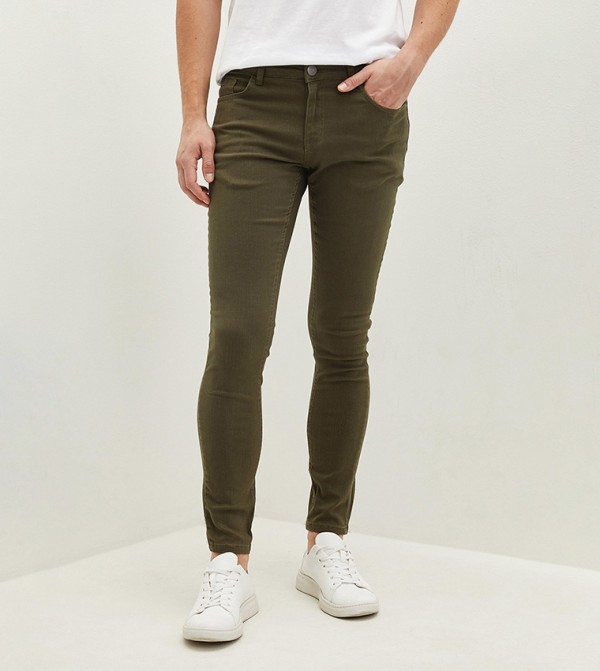 Skinny Fit Textured Trousers