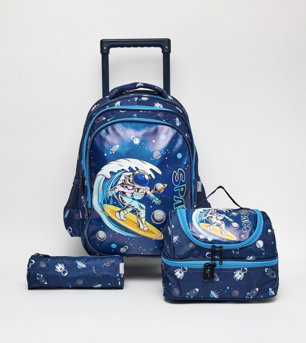 Printed 16" Trolley Backpack Set