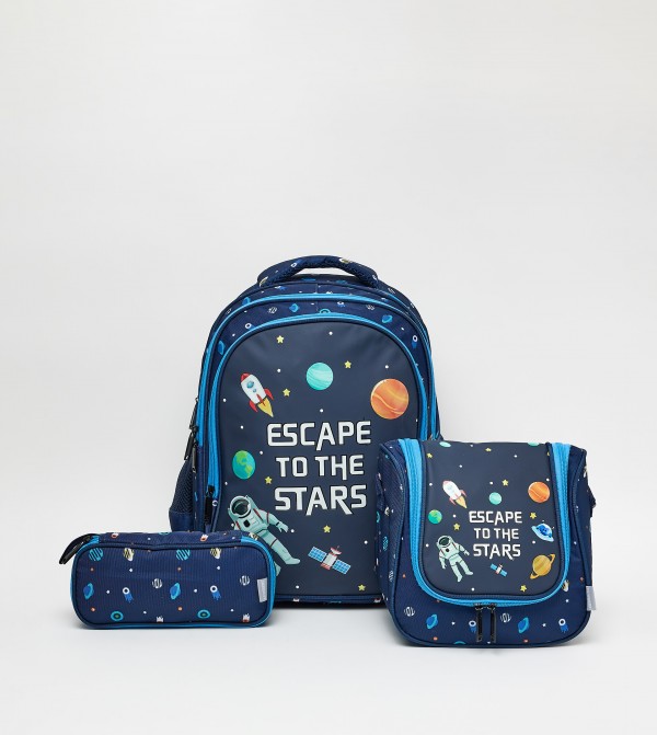 Printed Front Pocket 16" Backpack Set