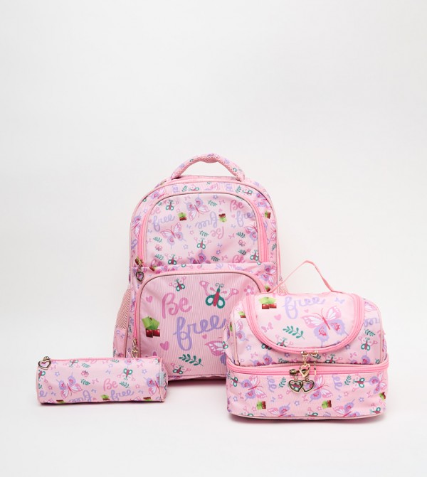 Printed Front Pocket 16" Backpack Set